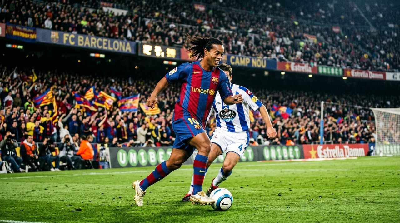 Ronaldinho Gaúcho em ação pelo FC Barcelona no Camp Nou